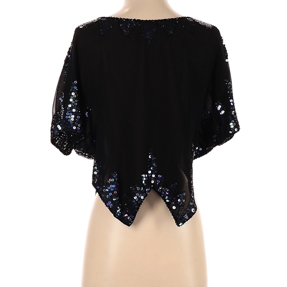 SOLD - Free People black sequin butterfly top - Picture 2 of 7